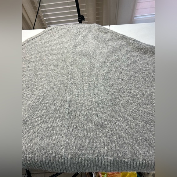 J. Crew Poncho Sweater M/L Wool Alpaca Blend Turtleneck Pullover Pockets Gray - Picture 7 of 14